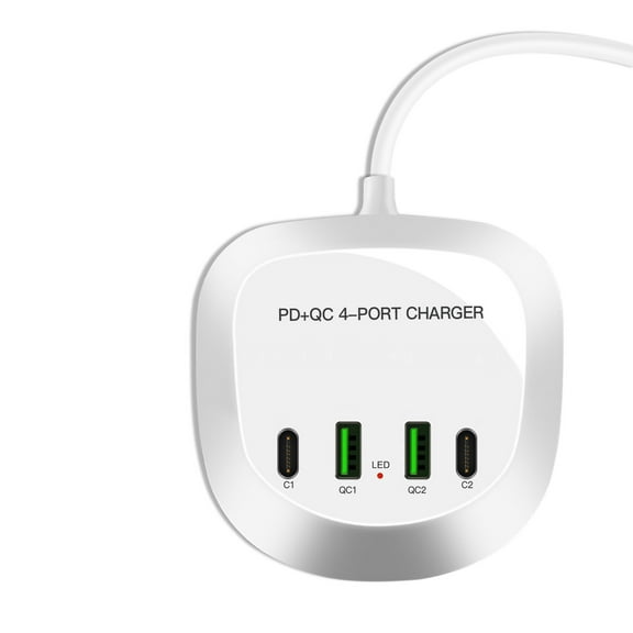 4Ports Fast Charging Station with Dual USB Dual Type-C Plug 40W PD QC3.0 Cellphone Accessories