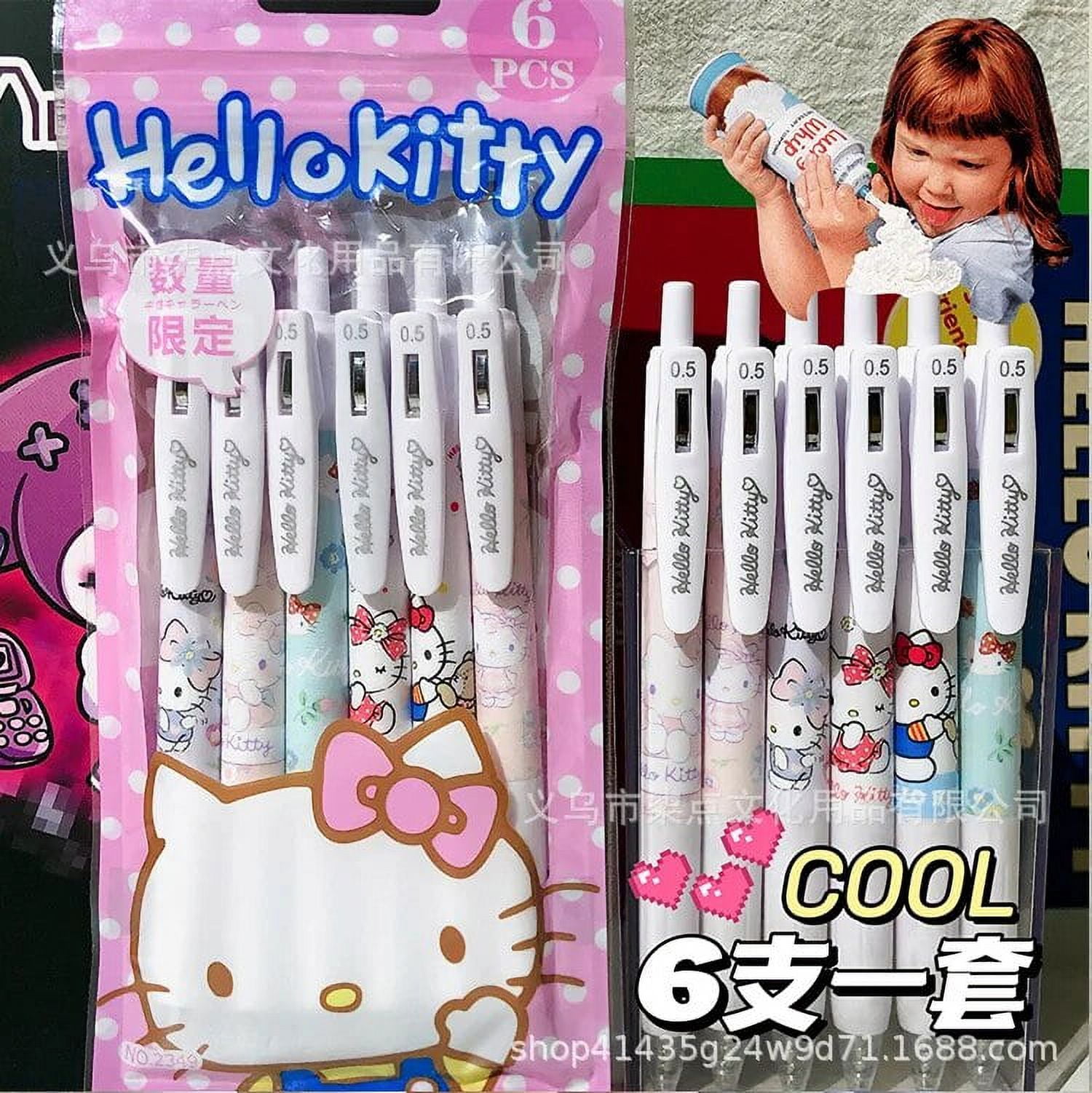 4Psc Set Sanrio Hello Kitty Gel Pens Girls Stationery Bulk Press Fountain Pen Kawaii Pink