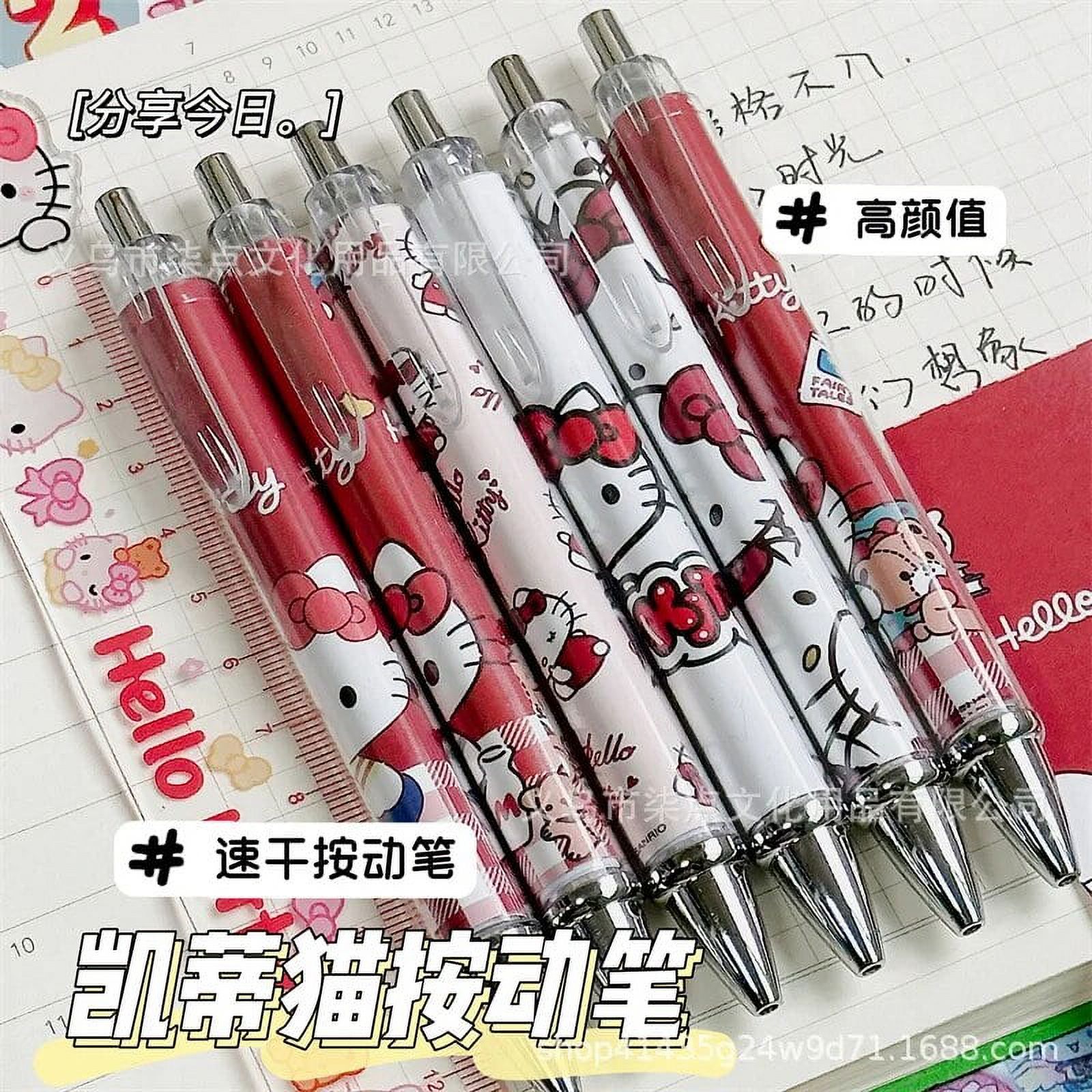 4Psc Set Sanrio Hello Kitty Gel Pens Girls Stationery Bulk Press Fountain Pen Kawaii Pink