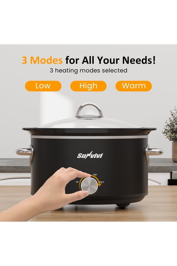 4QT Compact Slow Cooker & Food Warmer with 3 Temperature Settings, Dishwasher Safe, Blue