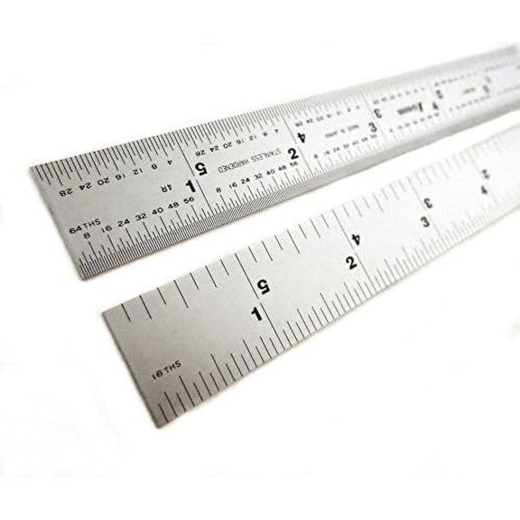 4R Rigid (.750 de X .035 ick) Zero Glare Chrome Stainless Steel 4R Machinist Engineer Ruler/Rule Graduations In 1/64, 1/32, 1/8, 1/16 Model H-3001A