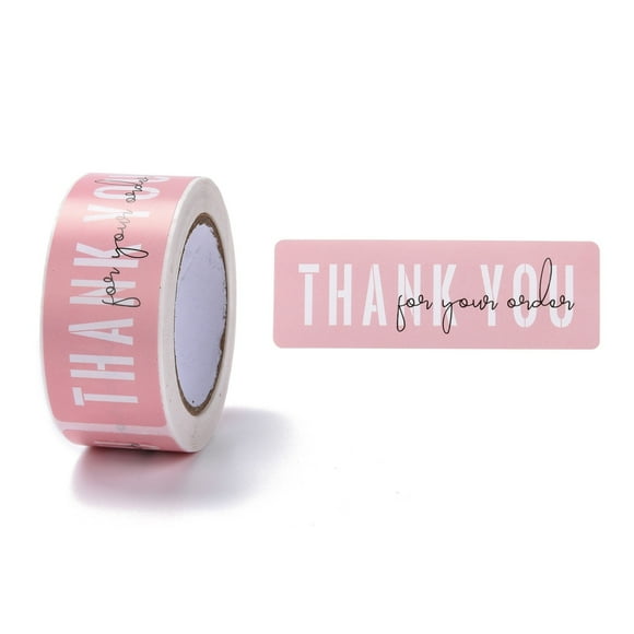 4Roll Pink Rectangle Paper Thank You Stickers Paw Print with Word Self-Adhesive Gift Tag Labels Youstickers Word 6x2.75cm 500pcs/roll