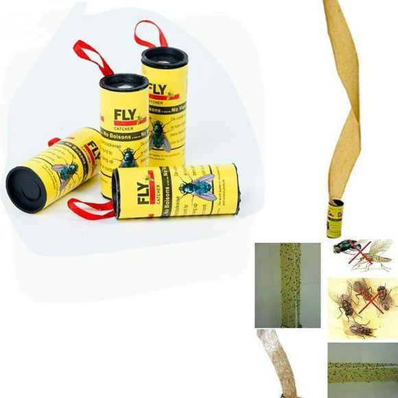4Roll Sticky Fly-Traps Indoor,Fly-Traps Outdoor Hanging,EffectiveFruit Fly Papers,Home Fly Strips Fly-Tapes FlyCatcher Fly Papers Fly Ribbon,Flying InsectTrap forBug,Gnat,Insect