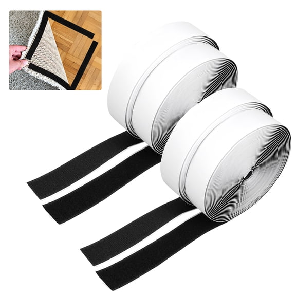4Rolls 30mm Adhesive Hook and Loop Tape Reusable Hook and Loop Sticky Roll Sticky Back Fastening Tape 26 FT for Home
