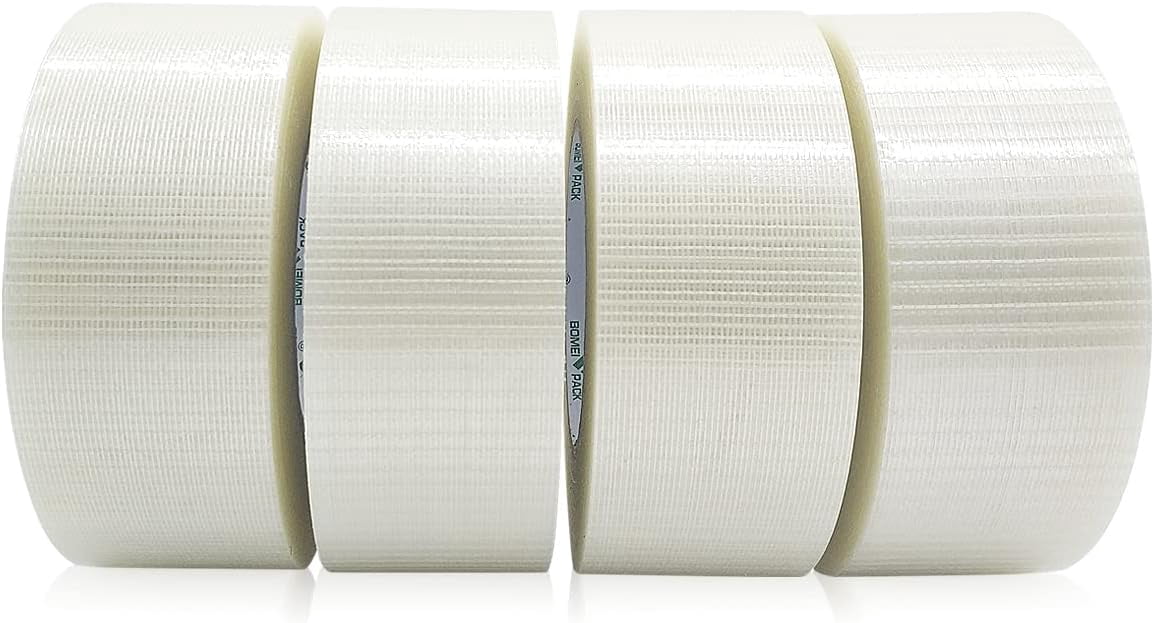 20 Rolls 2 Inch X 60 Yard Strapping Tape - 5.5 Mil Fiberglass Reinforced Shipping & Packaging Tape