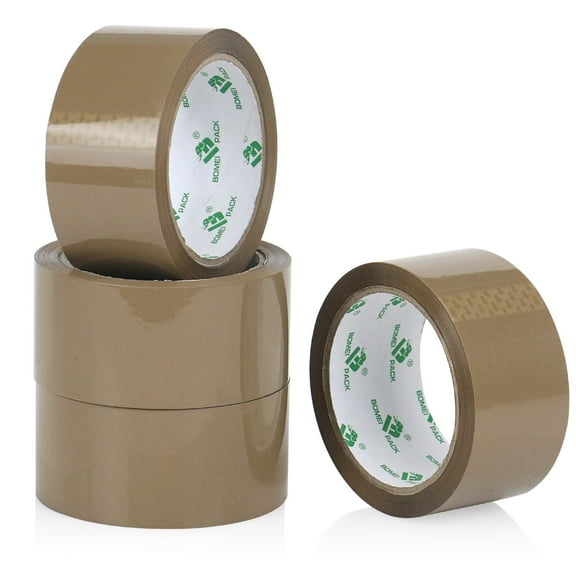 4Rolls Brown Packing Tape 2.4mil x 1.88inch x 50yds, Shipping Tape for Heavy Duty, Moving, Packing, BOMEI PACK