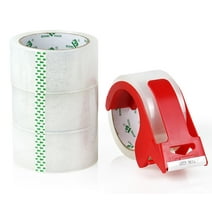 4Rolls Clear Packing Tape with Dispenser 2.4mil x 1.88inch x 50yds, Shipping Tape for Heavy Duty, Moving, Packing, BOMEI PACK
