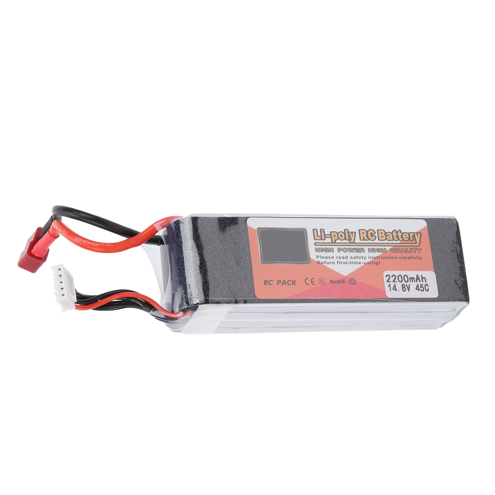 4S 14.8V 2200mAh 45C LiPo Battery with T-Plug for RC Cars