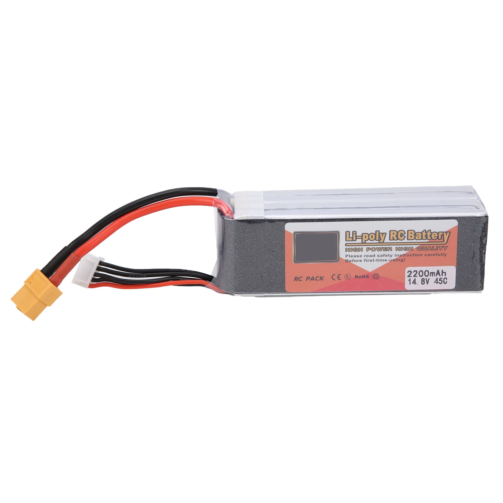 4S LiPo 14.8V 45C 2200mAh Rechargeable Battery W/ XT60 Connector, RC Drone  Vehicle Use