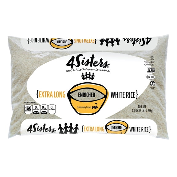 4SISTERS - Rice White Long Grain - 5LB, Pack of 8