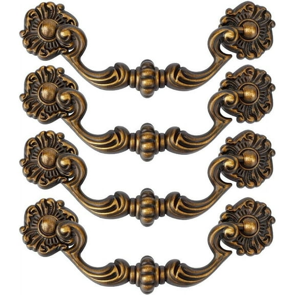 4Set 4Sets Vintage Drawer Pull Ring Decorative with Screws Bronze Alloy Drawer Knobs Door Drawer Pull Handle Wardrobe Cupboard Decor Cabinets Handles for Home Furniture Closet Kitchen Bathroom
