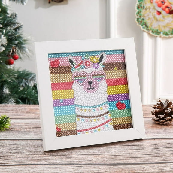 4Set DIY Diamond Painting Kits Including Resin Rhinestones Bag Diamond Sticky Pen Tray Plate & Glue Clay Not Include Photo Frame Alpaca 150x150mm