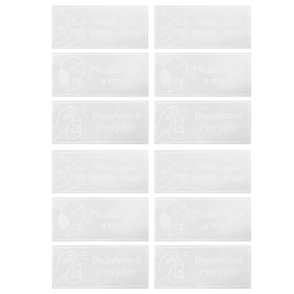 4Set English Warning Signs Safety Marking Wall Hanging Stickers for Showcase Public Places
