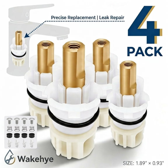 4Set Faucet Stem Replacement Kit for Two Handle Bathroom Sink Faucets 1/4 Turn Stop with Rubber Seats and Springs Tap Repair Parts