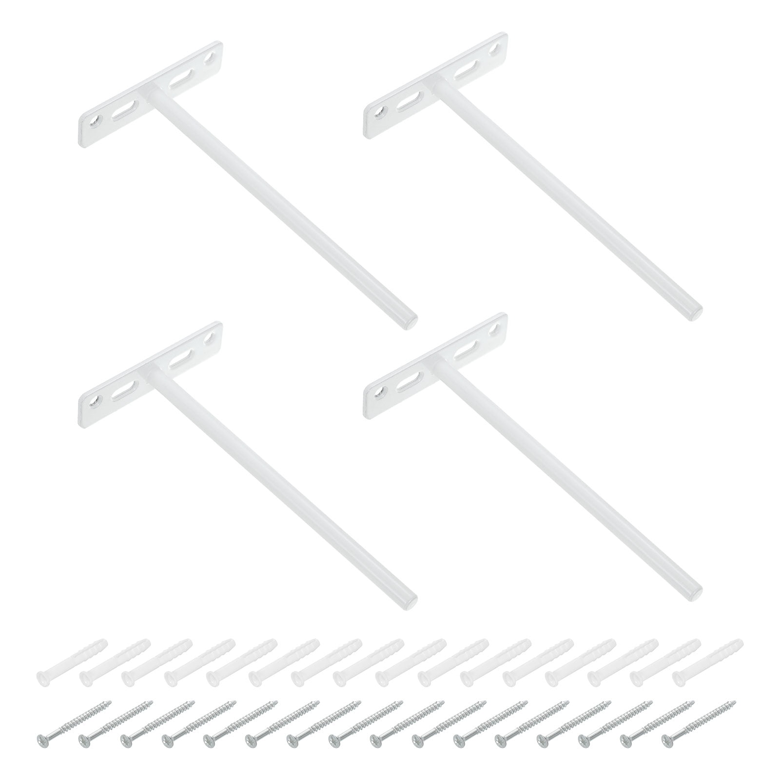 4Set Floating Shelf Brackets, 8" 4 Holes Iron Hidden Shelf Supports, White