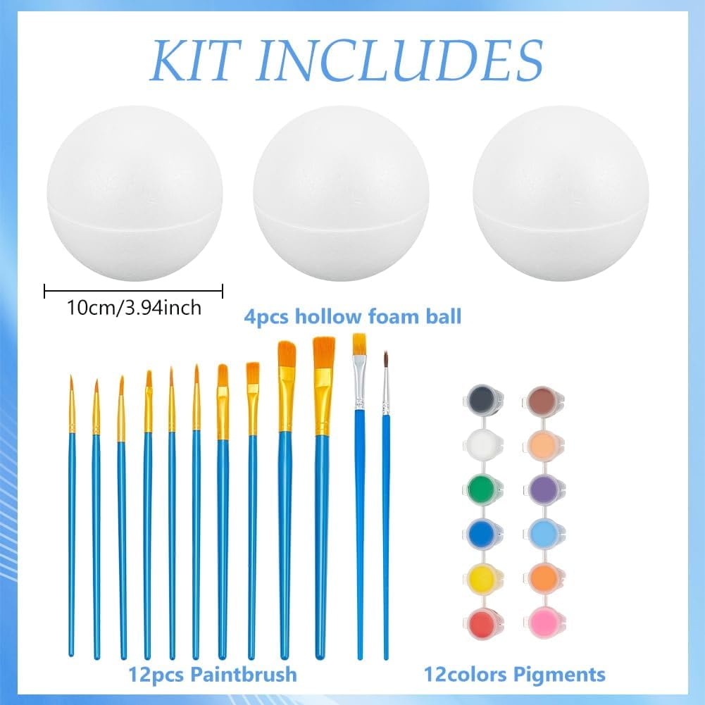 4Set Hollow Half Foam Balls for Crafts 4 Inch White Half Sphere Foam ...
