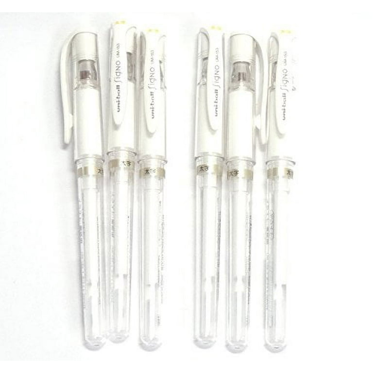 4Set X Uni-Ball Signo Broad Point Gel Impact Pen White Ink