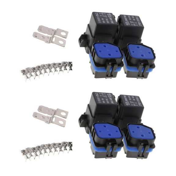4Sets 12V 40A 5Pin Duty Relay Holder Socket Integrated with Terminals Waterproof