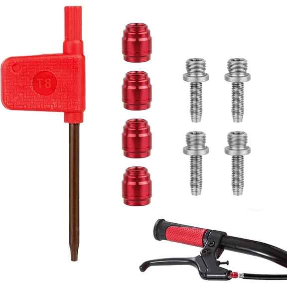 4Sets Bike Oil Olive Insert, Disc Brake Connecting Insert Kit for Avid Sram, Hydraulic Disc Brake Hose Fitting Tool with T8 Spanner Stealth-A-Majig Quick Install for Bicycle Brake Lines