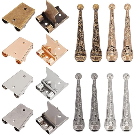 4Sets Bolo Tie Findings Bolo Tie Tips Replacement End Caps Kit Bolo Tie Buckle Accessories with 8 Pcs Alloy Cord End and 4 Pcs Iron Bolo Tie Slide Clasps for Bolo Tie Making