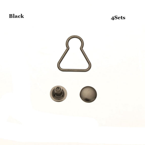 4Sets Mini DIY Sewing Accessory Trousers Bags Accessories Metal Buckle Dolls Buckles Doll Belt Buttons BLACK