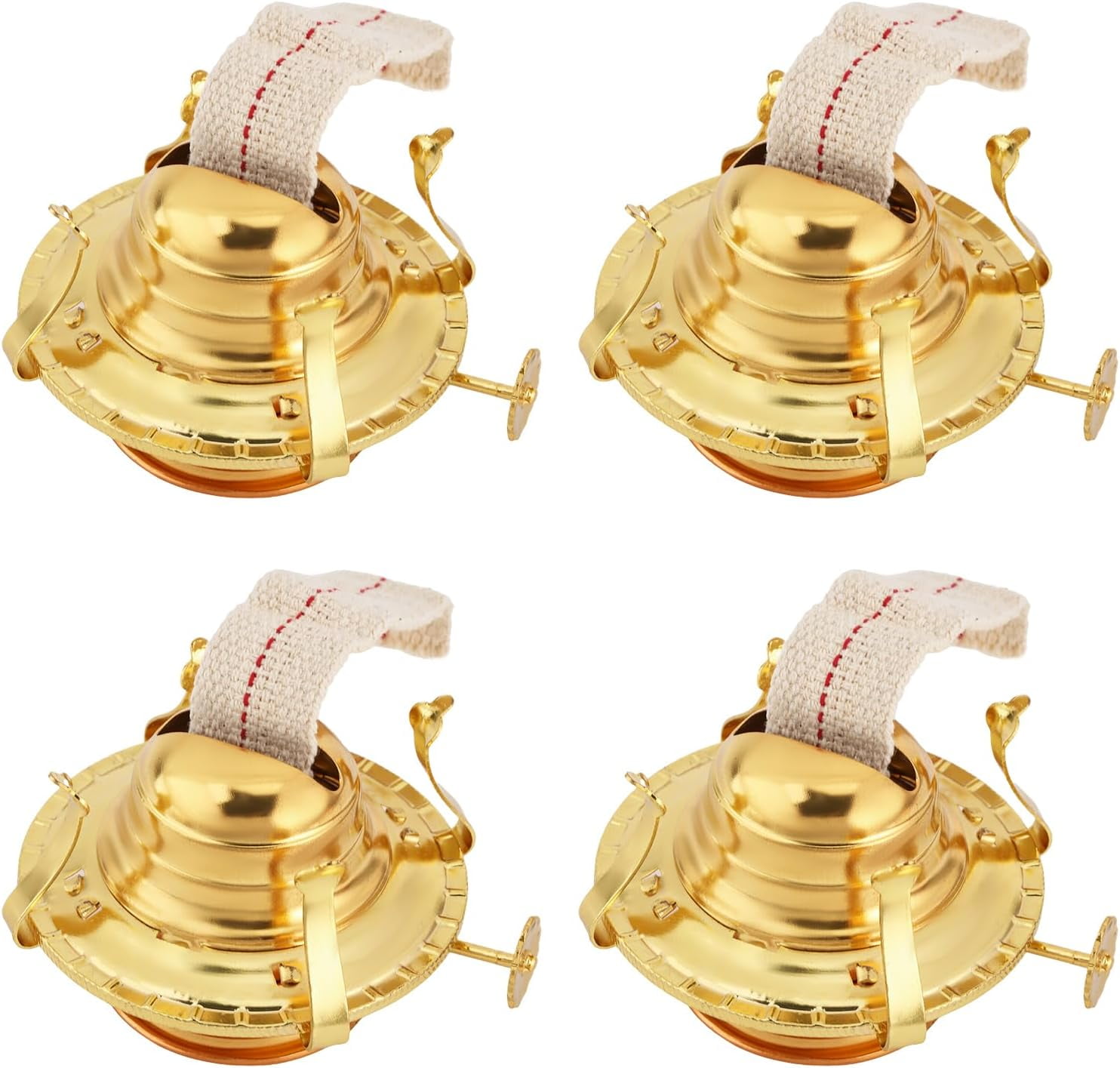 4Sets Oil Lamp Burner Brass Plated Oil Lamp Replacement with Cotton Wicks for Replacement Fiberglass Torch Wicks Windproof Oil Lamp Accessories, Golden