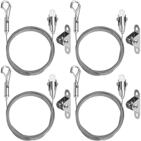 4Sets Picture Hanging Wire Kit,Adjustable Heavy Duty Stainless Steel Picture Frame Wire Hanging Kit for Photo Frame,Lamp