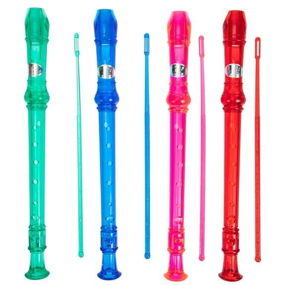 4Sets Resin Soprano Recorder for Kids with Chart & Cleaning Rod
