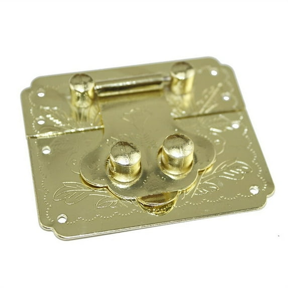 4Sets Yellow Chinese Flower Handle Locks Hasp Wooden Box Locking Iron Buckle Lock,Gold Color Vintage Furniture Clasp 53*45mm