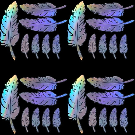 4Sheet Laser Plastic Feather Waterproof Car Stickers Reflective Decals for Car Decorations Colorful 290~291x265~271x0.1mm