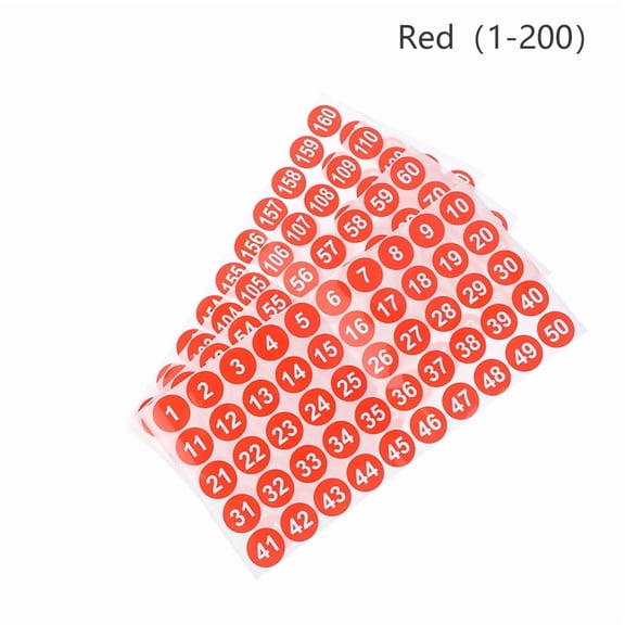 4Sheets 2.54CM Digital Stickers 1-200 Consecutive Number Self-Adhesive Labels DIY Nail Polish Bottle Tableware Scrapbooking Decor