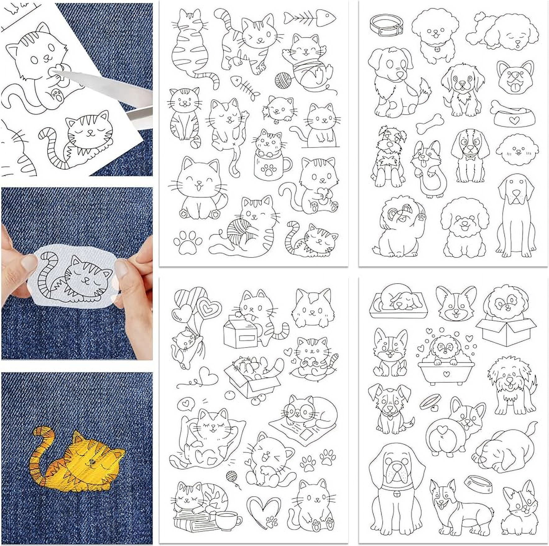 4Sheets 57Pcs Cats and Dogs Water Soluble Hand Sewing Stabilizers for ...