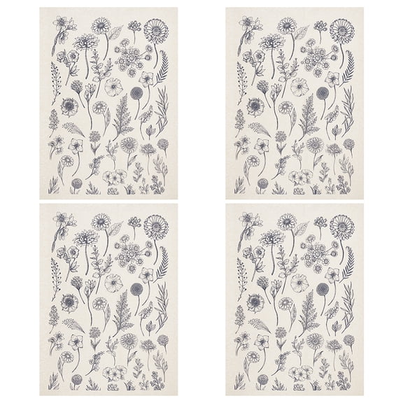 4Sheets Sun Flowers Ceramic Decals Black Porcelain Underglaze Transfer Paper Pottery Ceramics Clay Transfer Paper 15x20.8inch