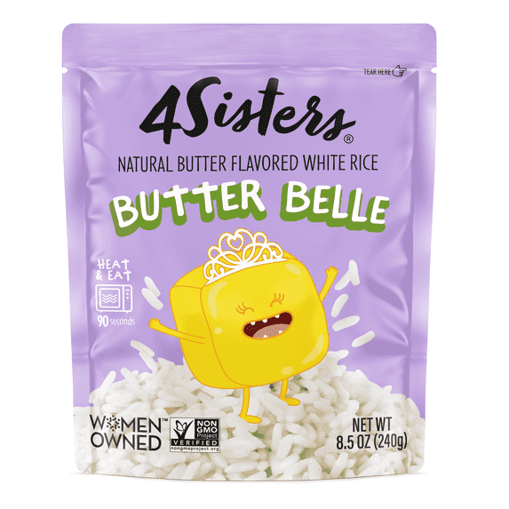 4Sisters Butter Belle Rice, 90 Second Ready to Eat, 8.5 oz Pouch