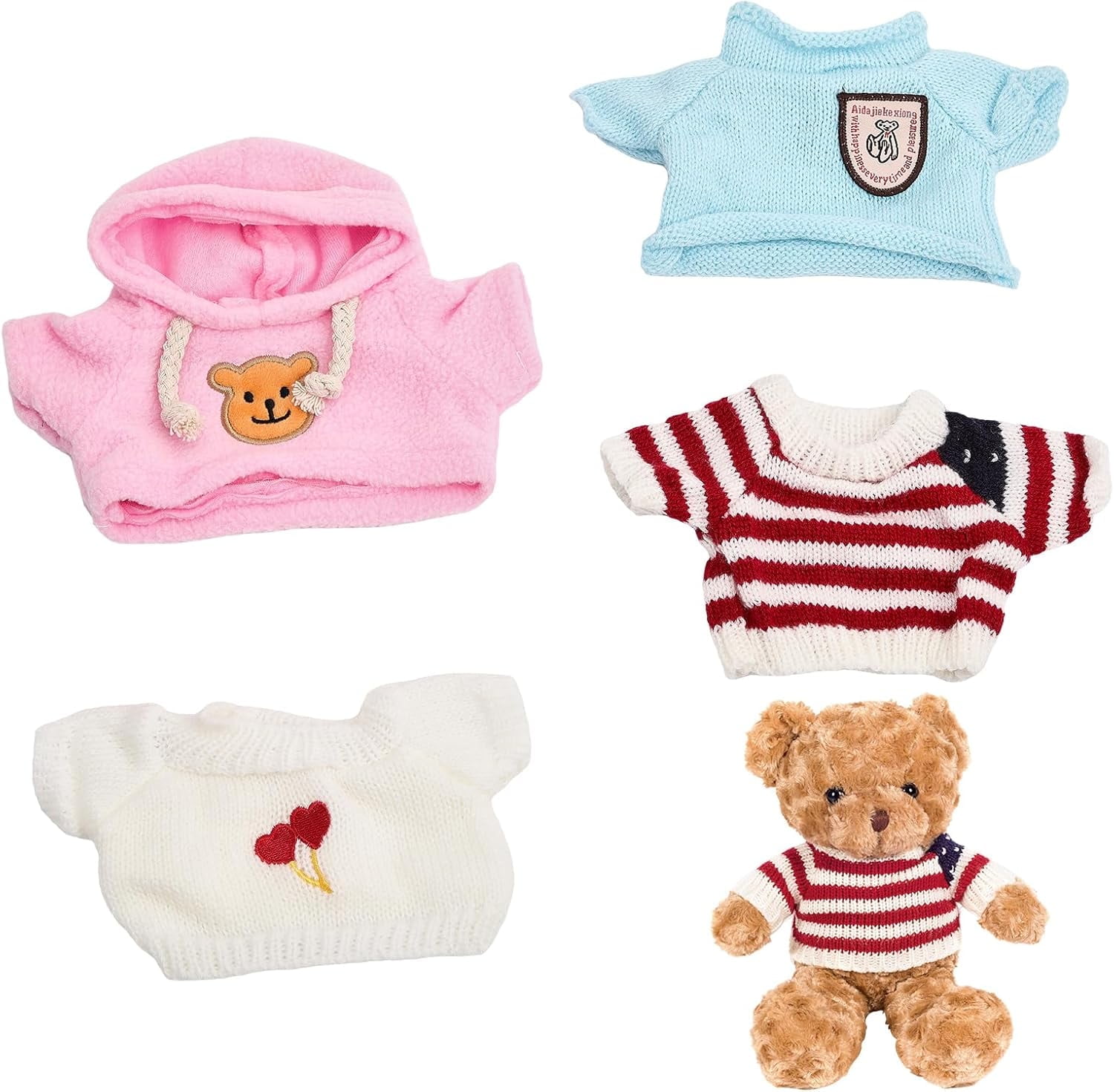 4Styles Tee Bear Clothes Tee Bear Hoodie Stuffed Animal Clothes for DIY Bear Clothes Sublimation Stuffed Animal Cat Poppy 18x15cm
