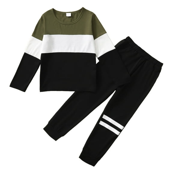 4T Baby Boy Clothes Baby Boys 2PCS Outfits 4-5T Baby Boys Long Sleeve Round Neckline Tops Pants Set Green
