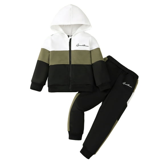 4T Baby Boys Clothes 4T Boys 2PCS Hoodie Outfits Set Toddler Boys Long Sleeve Hoodie Top Pants Set White