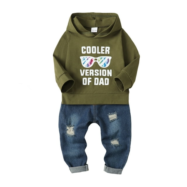 4T Baby Boys Clothes 5T Boys 2PCS Hoodie Outfits Set Letter Glasses