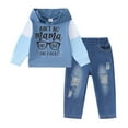 thumbnail image 1 of 4T Baby Boys Clothes 5T Boys 2PCS Hoodie Outfits Set Letter Print Toddler Boys Long Sleeve Top Denim Pants Set Blue, 1 of 7