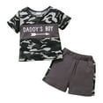 thumbnail image 1 of 4T Baby Boys Clothes 5T Toddler Boys Summer 2PCS Outfits Letter Print Short Sleeve Camouflage Tops Gray Shorts Set, 1 of 8