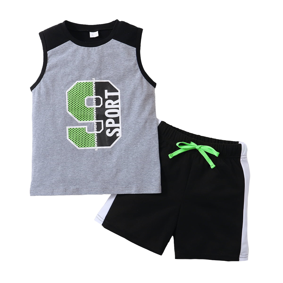 2PCS Kids Boys Sports Outfits Basketball Clothes Summer Sleeve Jersey Sets