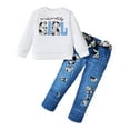 thumbnail image 1 of 4T Baby GirLS Clothes 4T Girls 2PCS Outfits Set Letter Print Round Neck Toddler Girls Long Sleeve Top Pants Set White, 1 of 7