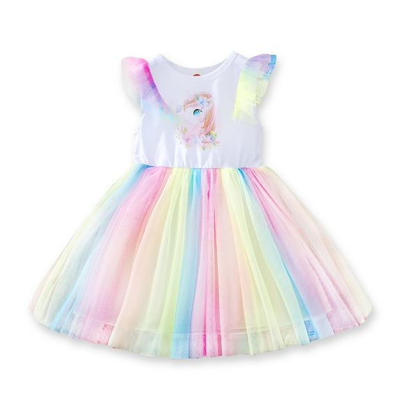 4T Baby Girl Dress Unicorn Rainbow Tutu Dress Baby Girl Summer Clothes Princess Dress 4-5T Baby Girl Dress