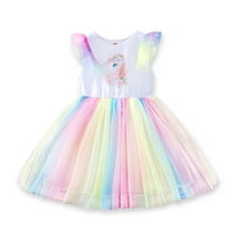 4T Baby Girl Dress Unicorn Rainbow Tutu Dress Baby Girl Summer Clothes Princess Dress 4-5T Baby Girl Dress