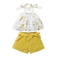 thumbnail image 1 of 4T Baby Girls Clothes 5T Toddler Girls Summer 2PCS Outfits Sleeveless Floral Strap Top Shorts Set Yellow, 1 of 6