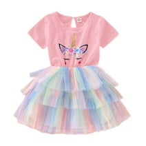 Celiean Toddler Girls Short Sleeve Lace Tulle Dress Dance Party Dresses ...