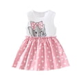 thumbnail image 1 of 4T Baby Girls Dress 5T Girls Sleeveless Dress Heart Print Round Neck Toddler Girls Summer Dress Pink Dress, 1 of 6