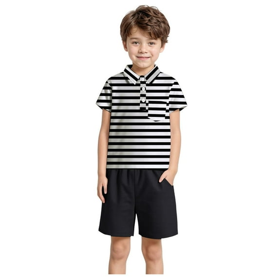 4T Boys Clothes Baby Boy Outfits Baby Boys' Toddler T-Shirt and Shorts Set Boy Clothes Sets Summer Outfit Black 3-4 Years