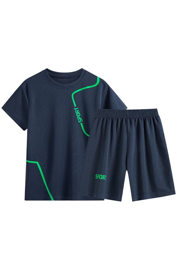 4T Boys Clothes Sets Teen Boys Clothes Summer Outfits Quick Dry Athletic Short Sleeve Boys' Shorts Set for Kids Clothes 7-14 Years