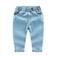 thumbnail image 1 of 4T Boys Pants With Pockets Boy's Fashion Jeans Pockets Elastic Waist Casual Summer Leisure Style Breathable Design Trendy Fresh Kids Trousers, 1 of 8